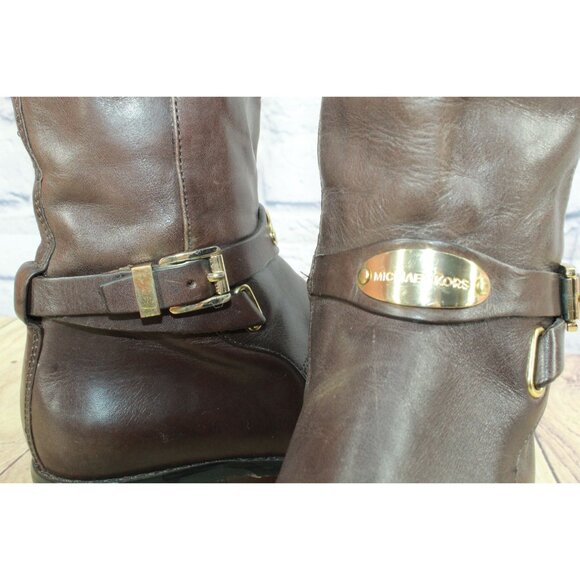 Michael Michael Kors Arley Riding Boot Brown Leather Size 7.5 M - Picture 8 of 12